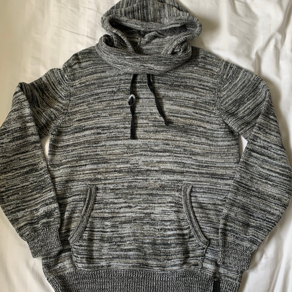 COPY - Indigo unisex variated grey cotton knit  roll neck hoodie sweater